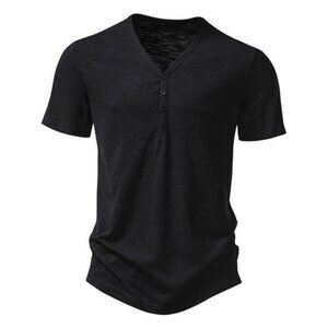 Men's Casual Button Detail T-Shirt
